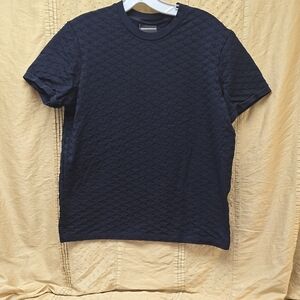 Emporio Armani Dark Blue Textured Short Sleeve Tee